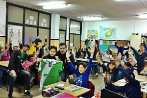 Los campeones en el Colegio San Fernando.