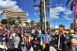  Aspecto de la calle Reina Regente y Vía Parque durante el desfile del entierro de la sardina, donde en ese momento el viento era intenso.