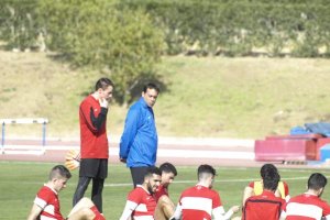 Fran Fernández tras acabar el partido ante el Almería.