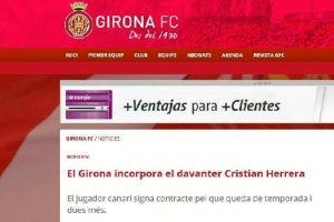 El fichaje en la web del Girona.