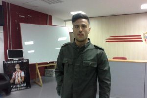 Cristian Herrera, este martes por la tarde en el club.