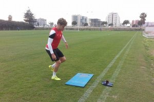 Cruz, en el entrenamiento de este viernes.