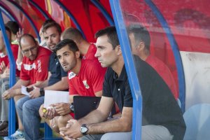 Asier Garitano, primero por la derecha.