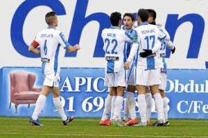 Los jugadores del Leganés celebrando uno de los goles.