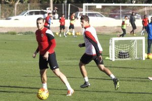 Fran Vélez en el entreno de este miércoles.