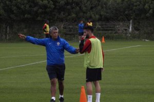 Néstor Gorosito y Chuli en el entrenamiento.