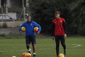 Gorosito y Morcillo en el entrenamiento de hoy.