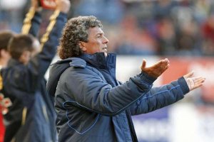 Néstor Gorosito en el banquillo del Xerez.