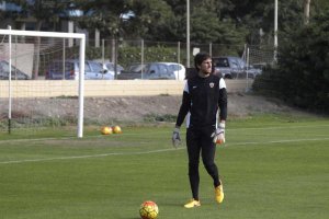 Julián Cuesta en el entrenamiento de este miércoles.