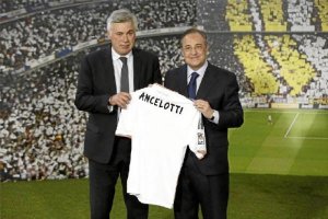 Ancelotti y Florentino en el Bernabéu.