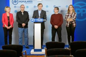 Rueda de prensa esta mañana en la sede del PP.