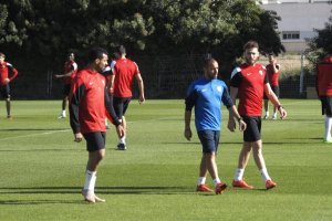 Michel y José Ángel en el entreno de este jueves.