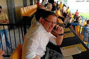 Anquela en su puesto de comentarista en Alcorcón.