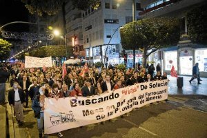 Cabecera de la manifestación de ayer.