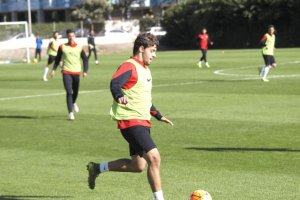 Antonio Marín en el entreno de este miércoles.