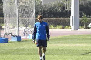 Joan Carrillo en el entrenamiento de este viernes.