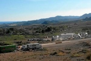 Aspecto del Pilar de Jaravía, en Pulpí, la pasada semana durante el rodaje.