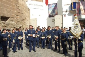 La Banda Nuestra Señora del Mar durante el concierto ante la casa-hermandad del Prendimiento
