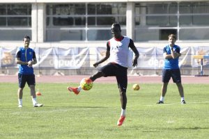 Mohammed Fatau en el entrenamiento de este jueves.