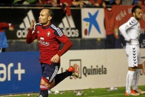 Nino celebra el gol ante el Albacete.