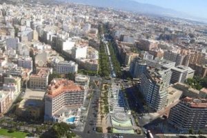 Imagen aérea de la ciudad en la zona de la Rambla Federico García Lorca.