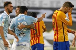 El Celta celebra ante un barça hundido.