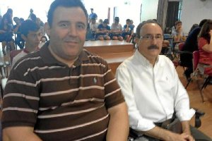 El presidente, José Francisco Cara, con Paco Cortés.