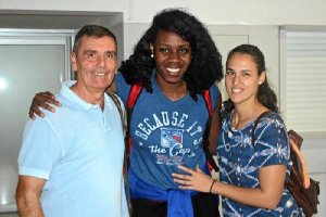 La jugadora junto a Paco Rueda.