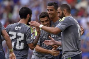Cristiano celebra uno de sus goles al Espanyol. 