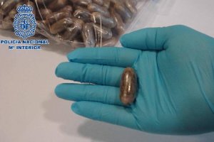 Un agente muestra una bellota decomisada