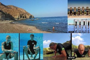 Playa del Algarrobico, en Carboneras, y fotogramas de anteriores ediciones del concurso.