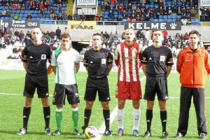 Arcediano en un Racing-Almería en el año 2012.
