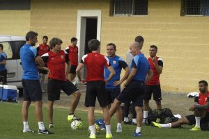 Sergi Barjuan y Miguel Rivera juntos a primera hora de la mañana.