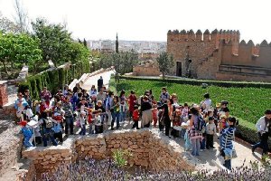 Grupo de turistas de visita en La Alcazaba