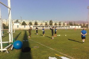 Los porteros con Ángel Férez.