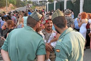 Legionarios esta mañana en el Aeropuerto de Almería