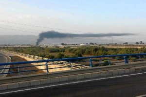 Incendio en Los Partidores, en una vista panorámica. 