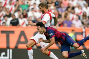 Morcillo en el partido Rayo Vallecano-FC Barcelona.