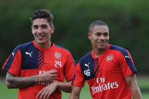 Wellington Silva en el entrenamiento del Arsenal.