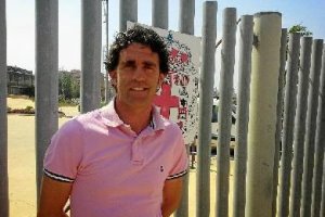 Ortega, en la puerta del Estadio Mediterráneo.