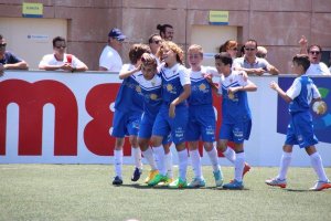Celebración de unos goles del Almería.