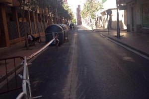 Preparativos del carril bici en la calle San Juan Bosco