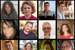 Montaje con fotos de los doce autores participantes.