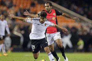 Verza en el partido de la primera vuelta en Mestalla.