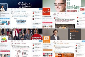 Presencia en Twitter de algunos de los partidos.