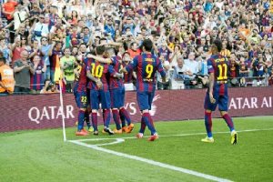 Los jugadores del Barça ya pueden celebrar la Liga.