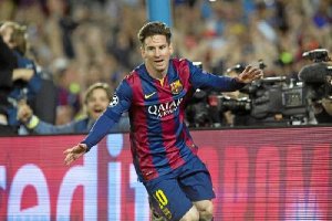 Leo Messi celebrando uno de los goles.