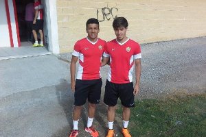 Los internacionales del Almería: Hicham Khaloua y Antonio Marín.