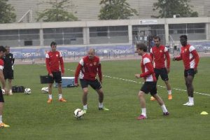 Fernando Soriano en el entreno de este viernes.