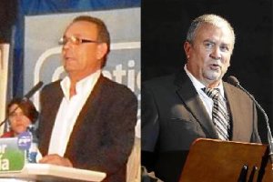 José María Llamas, candidato en Cantoria, y Rodrigo Sánchez, acalde y candidato de Fines.